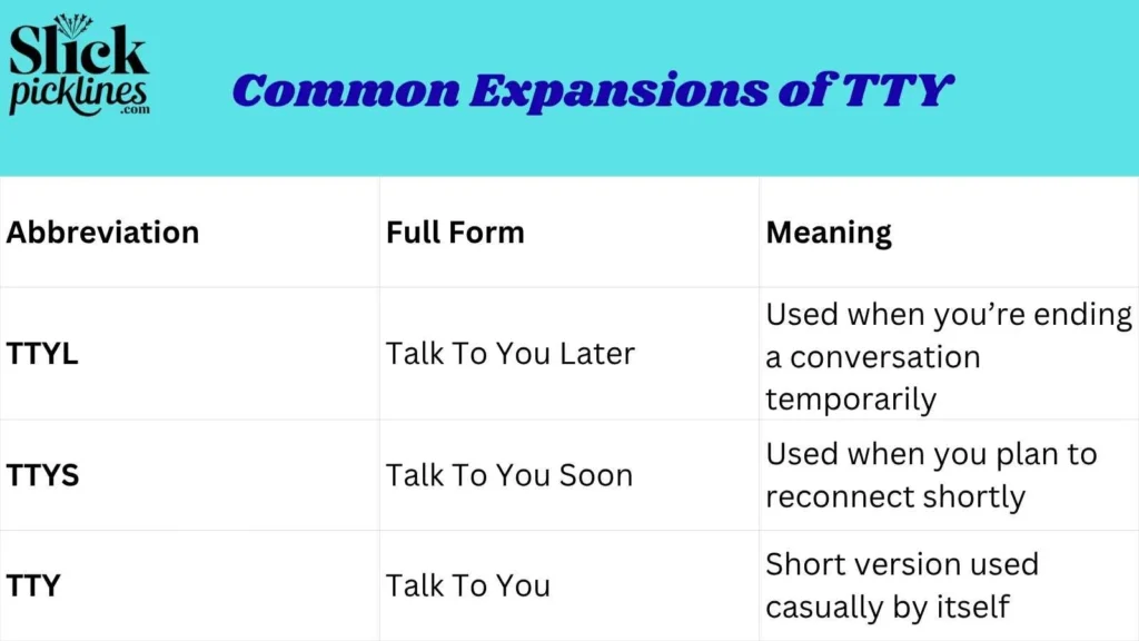Common Expansions of TTY